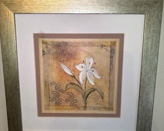 framed art print featuring white lily flower