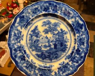 Staffordshire England Deep Flow Blue Pattern Japanese Dinner Plate