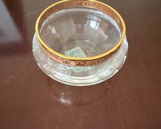 Lenox Autumn Gold Band Crystal Glass Bowl