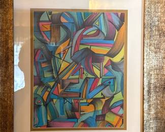 Abstract Art Framed featuring an arrangement of geometric shapes and bright colors