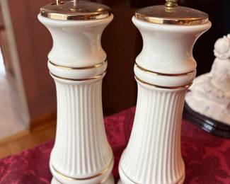 Lenox Cream Gold Salt Shaker and Pepper Grinder