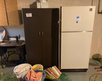 Refrigerator and metal clothes cabinets
