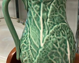 VTG Jay Willfred Tall Cabbage Leaf Pitcher Portugal Pottery AAA1718 $40.00