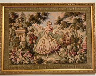 Framed French Tapestry of a Dancing Lady with Minstrels AAA2633 $50.00 