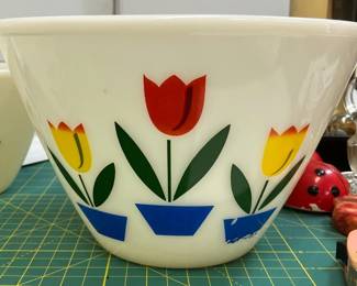 Vintage Fire King Oven Ware Tulip Milk Glass Mixing Bowls 4 Piece Set AAA2335 $300.00