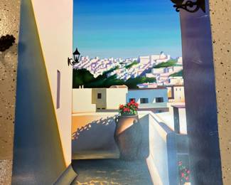 Santorini Vista by Igor Medvedev serigraph 3 700 Signed LOCAL P U ONLY BR2405 $100.00  - AAA Vintage 9017 Airline HWY New Orleans, LA 70118 Hours 10-4 Monday - Saturday
