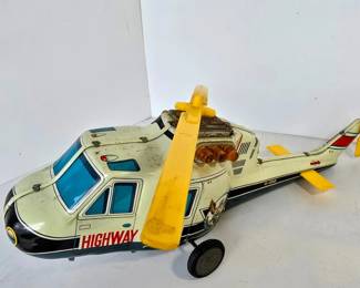 Vintage Tin Toy Highway Patrol Helicopter 14 Inch JEN8009 $41.99