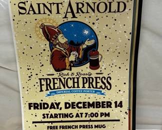 LG5281 Saint Arnold French Press Cardstock Ad Tavern Pub Bar Sign $100.00