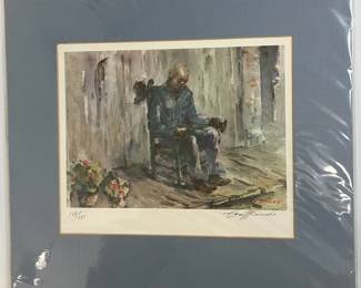 Man in a Rocking Chair Print Signed, Numbered & Framed by C. Reinike AAA2631 $450.00 AAA Vintage Shop 9017 Airline HWY New Orleans LA 70118 By Appointment 10-4 M-S
