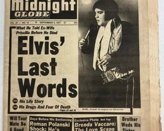 Elvis Last Words September 6, 1977 Midnight Globe Tabloid Newspaper AAA2559 $74.99