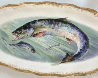 Mignon Z.S. & Co. Bavaria Porcelain Fish Platter with Gold Rim AAA2626 $350.00 AAA Vintage Shop 9017 Airline HWY New Orleans LA 70118 By Appointment 10-4 M-S

