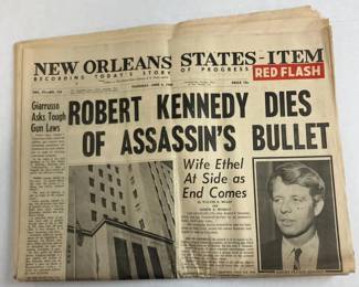 June 6, 1968 New Orleans States-Item Red Flash Edition Newspaper AAA2549 124.99