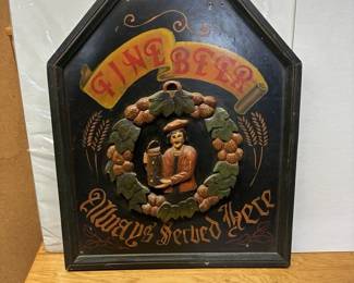 LG5285 Fine Beer Always Served Here Carved Wooden Tavern Pub Bar Sign $200.00