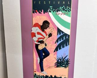 1985 NEW ORLEANS JAZZ HERITAGE FEST POSTER SIGNED NUMBERED TORN AT THE TOP $400.00  - AAA Vintage 9017 Airline HWY New Orleans, LA 70118 Hours 10-4 Monday - Saturday