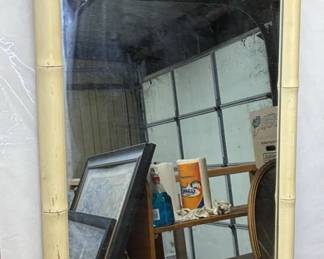 MidCentury Modern Mirror in a MockBamboo Antique White Frame LG5269 $50.00