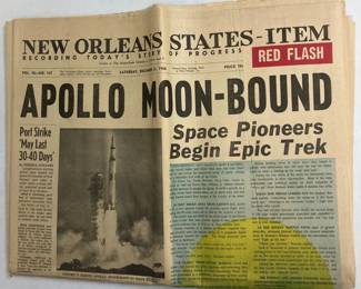December 21, 1968 New Orleans States-Item Red Flash Edition Newspaper AAA2551 124.99