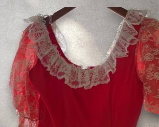 JEN8043 Renaissance Long Dress, Red With White Lace Trim, Size Small $39.99 AAA Vintage Warehouse 712 L And A Rd Suite B Metairie, LA 70001 By Appointment Thursday - Saturday 10-4 
