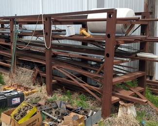 Square Pipe Rack With Scrap Metal Contents