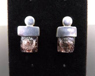 .925 Sterling Silver Purple Molten Post Earrings