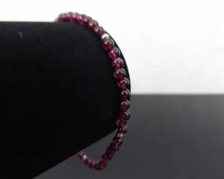 .925 Sterling Silver Clasp Amethyst Bead Bracelet