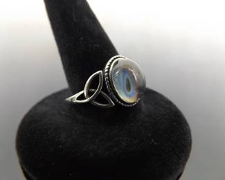 NEW .925 Sterling Silver Moonstone Cabochon Crystal Celtic Ring Size 7
