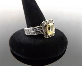 .925 Sterling Silver Citrine Ring Size 9