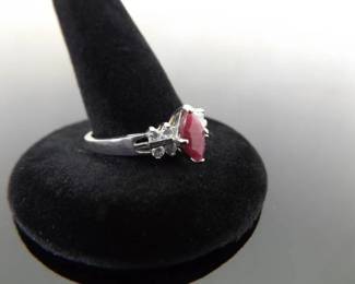 .925 Sterling Silver Ruby Crystal Marquis Ring Size 8