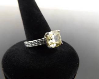 .925 Sterling Silver Citrine Ring Size 7
