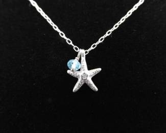 .925 Sterling Silver Starfish Charm Pendant Necklace