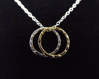 .925 Sterling Silver Gold Accented Promise Ring Pendant Necklace