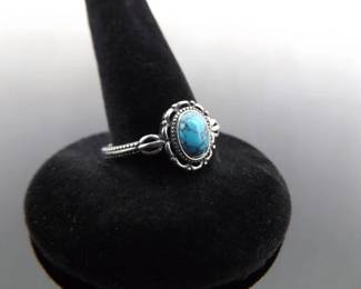 NEW .925 Sterling Silver Howlite Cabochon Ring Size 8