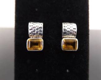 .925 Sterling Silver Citrine Post Earrings