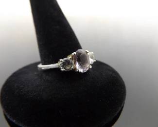 NEW .925 Sterling Silver Amethyst Crystal Ring Size 8