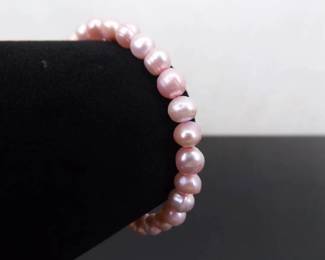 .925 Sterling Silver Clasp Genuine Pearl Bracelet