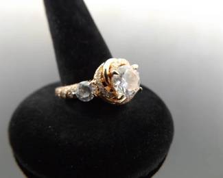 .925 Sterling Silver Zirconia Rose Gold Ring Size 7