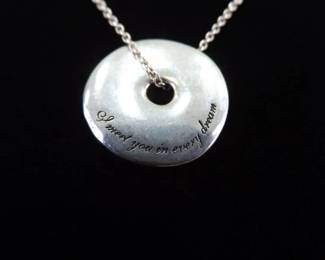 .925 Sterling Silver "I Meet You In Every Dream" Pendant Necklace