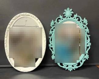 Lot Of Two Oval Painted Decorative Mirrors