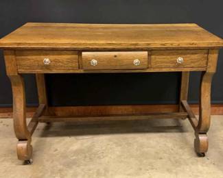 Antique Union Furniture Console Table W 3 Drawers On Wheels