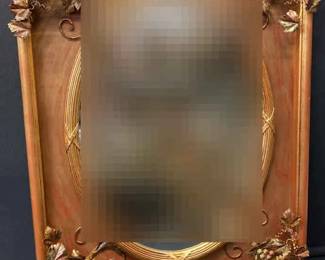 Large 29 X 37 Gold Painted Mirror With Metal Grape Vine Decorations