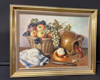 06 Vintage Still Life Fruit Signed Painting By J. Lluyot