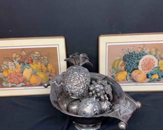 Silver Colored Bowl table setting and complementary pictures