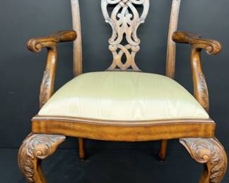 Maitland Smith Georgian Style Carved Armchair