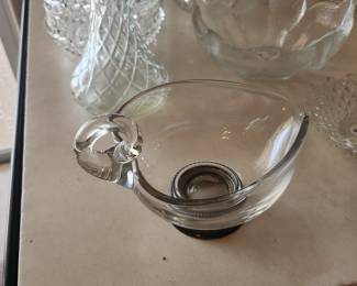 Vintage Frank M Whiting & Co Glass & Sterling Base Creamer, Sauce, Gravy Boat