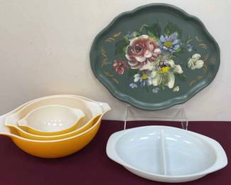Pyrex Assortment Hand Painted Tray