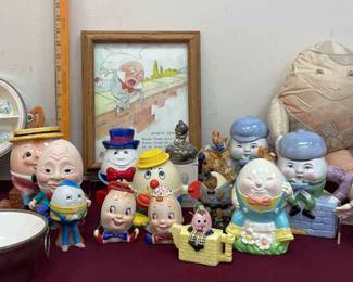 Vtg Humpty Dumpty Collectibles Metal Ceramic Food Warmers