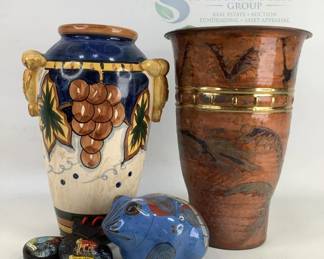 Multicolor Decorative Ceramic Vases and Figurine