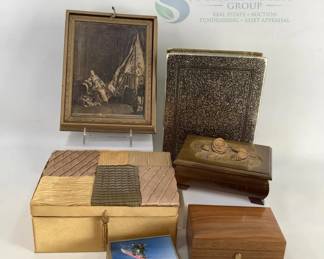 Decorative Box Set with Swiss Musical Movement, Wood & Glass Designs