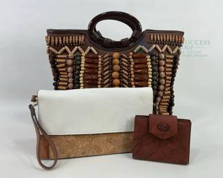 Chico's Beaded Handbag, Buxton Leather Wallet, Cork Clutch