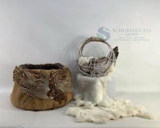 Feather and Fur Decorative Baskets
