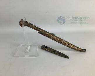 Brass/Bronze Kris Dagger with Intricate Carvings